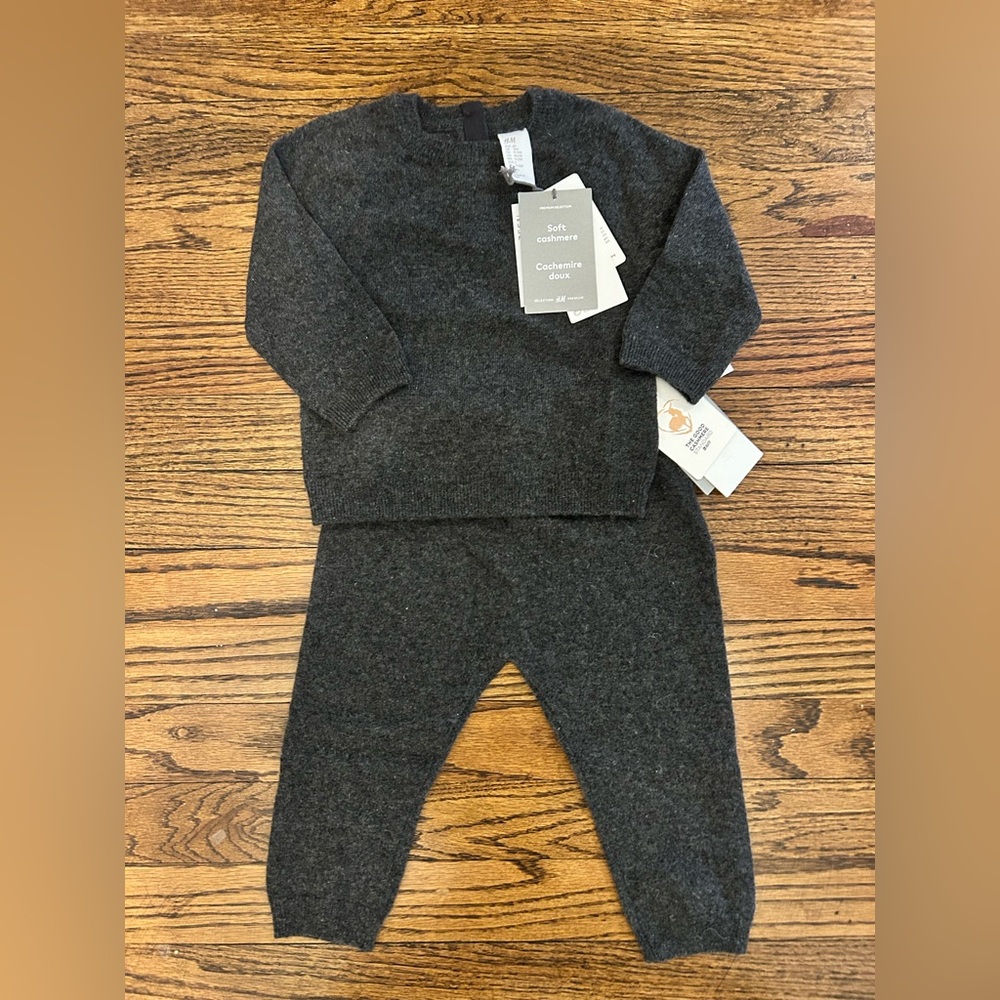 Charcoal Gray Cashmere Baby Set